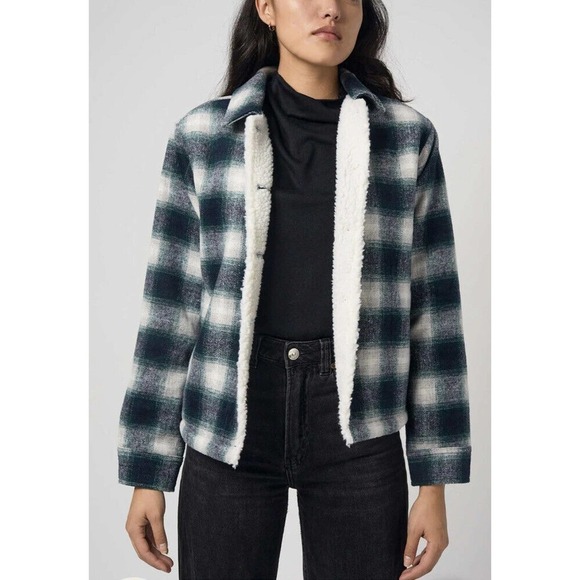 Mod Ref The Andy Jacket Sherpa Lined in Black Plaid Size S w-wool - Picture 9 of 11